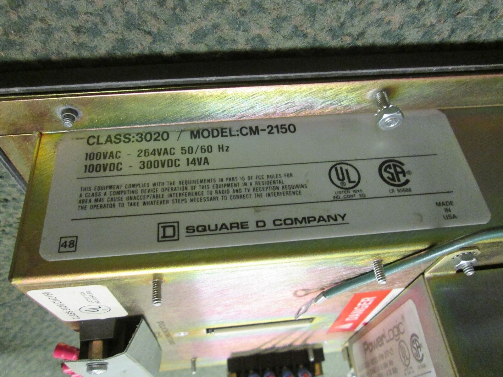 Square D Power Logic Circuit Monitor 3020 CM2150 3090 VPM-277-C1 Used