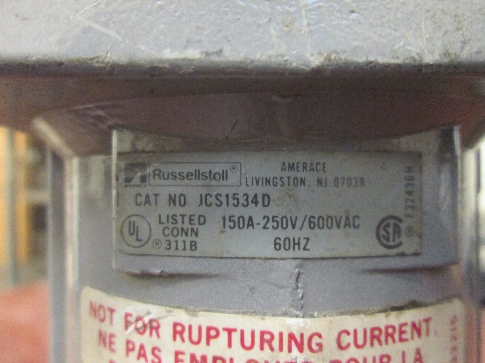 RussellStoll Receptacle JCS1534D 150A 600V 3P 4W Used