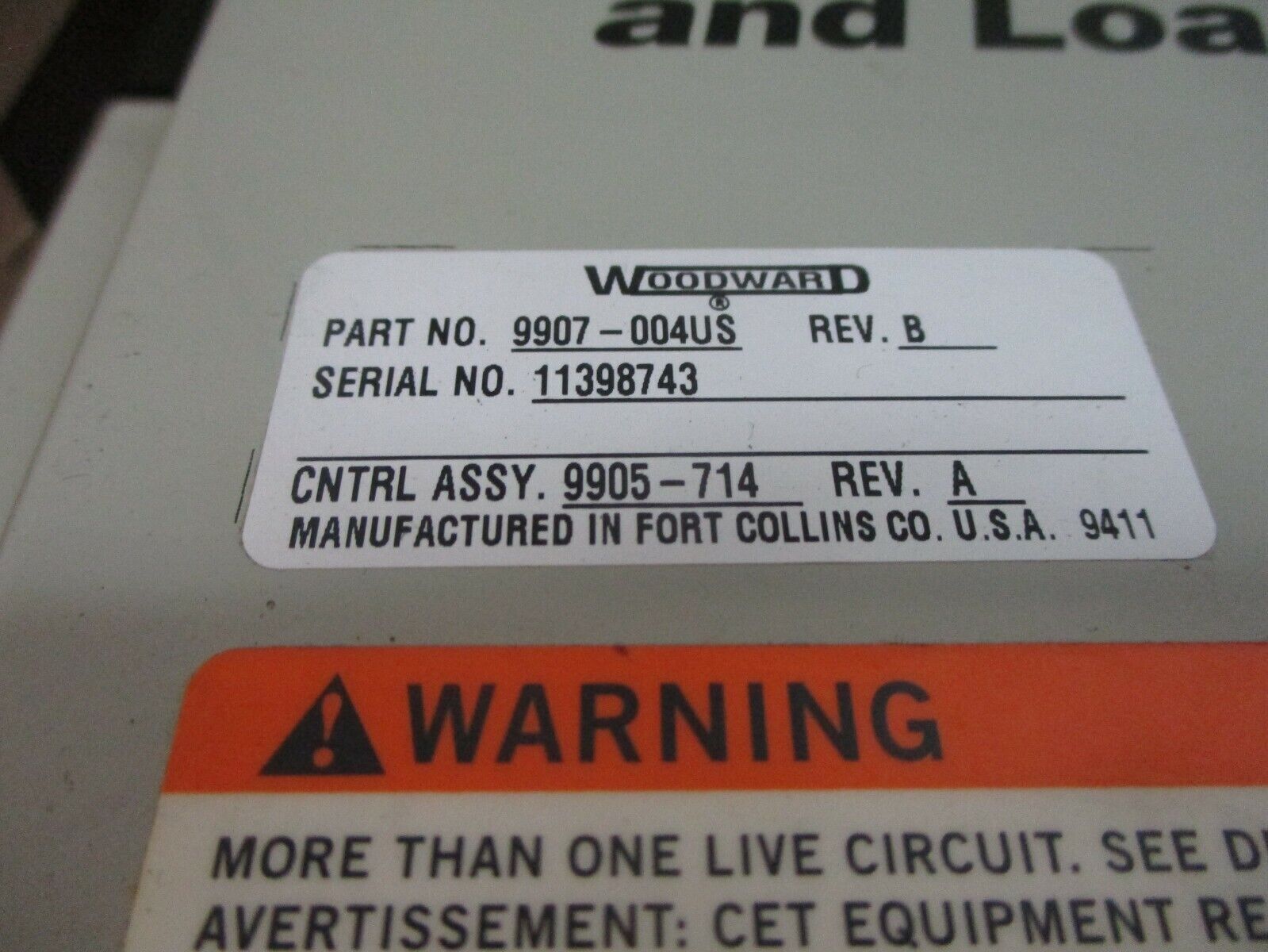 Woodward Master Synchronizer & Load Control 9907-004US Rev. B Used