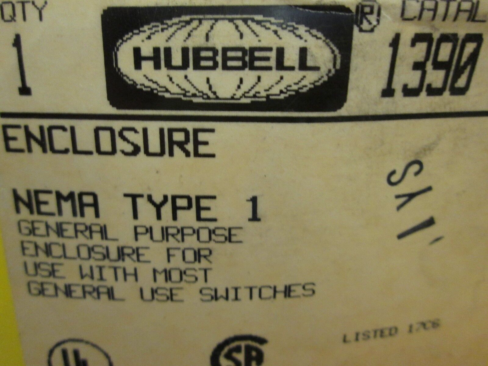 Hubell Enclosure 1390 Nema 1 Enclosure New Surplus