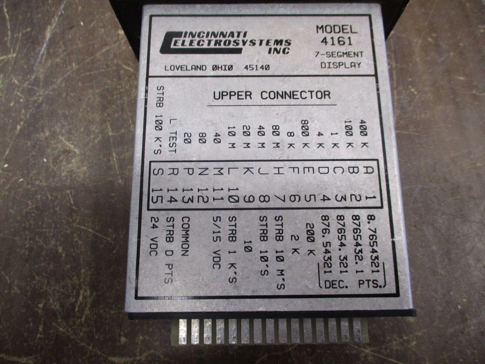 Cincinnati Electrosystems 7-Segment Display 4161-8-24 Used