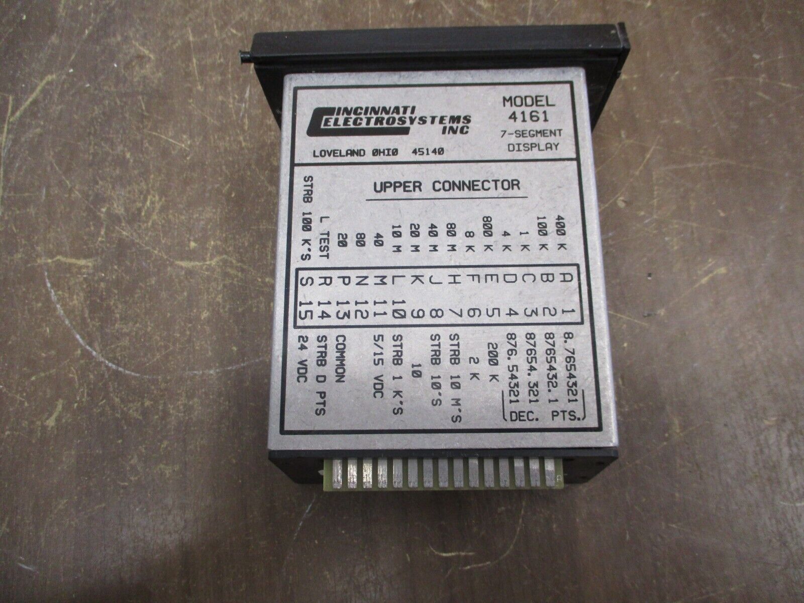 Cincinnati Electrosystems 7-Segment Display 4161-8-24 *Broken Cover* Used