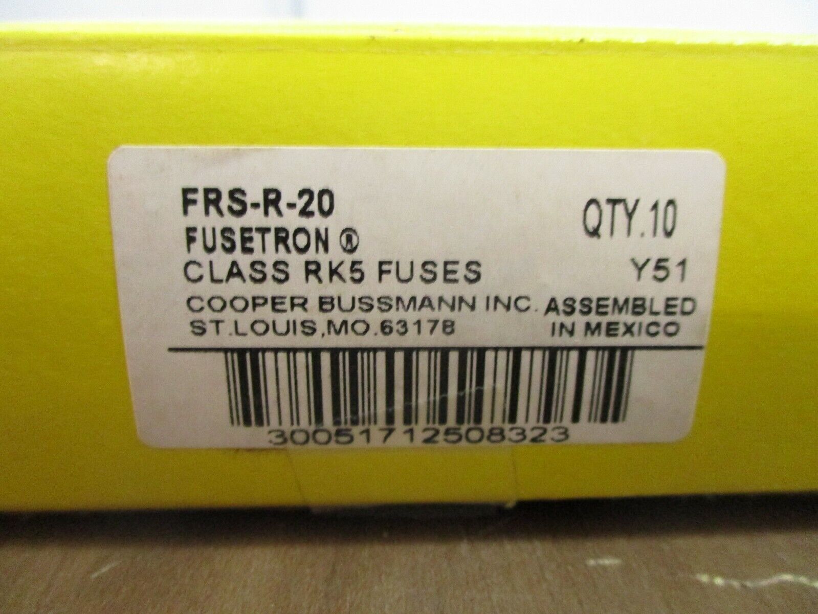 Cooper Bussmann Fusetron Fuse FRS-R-20 20A 600V *Box of 3* New Surplus