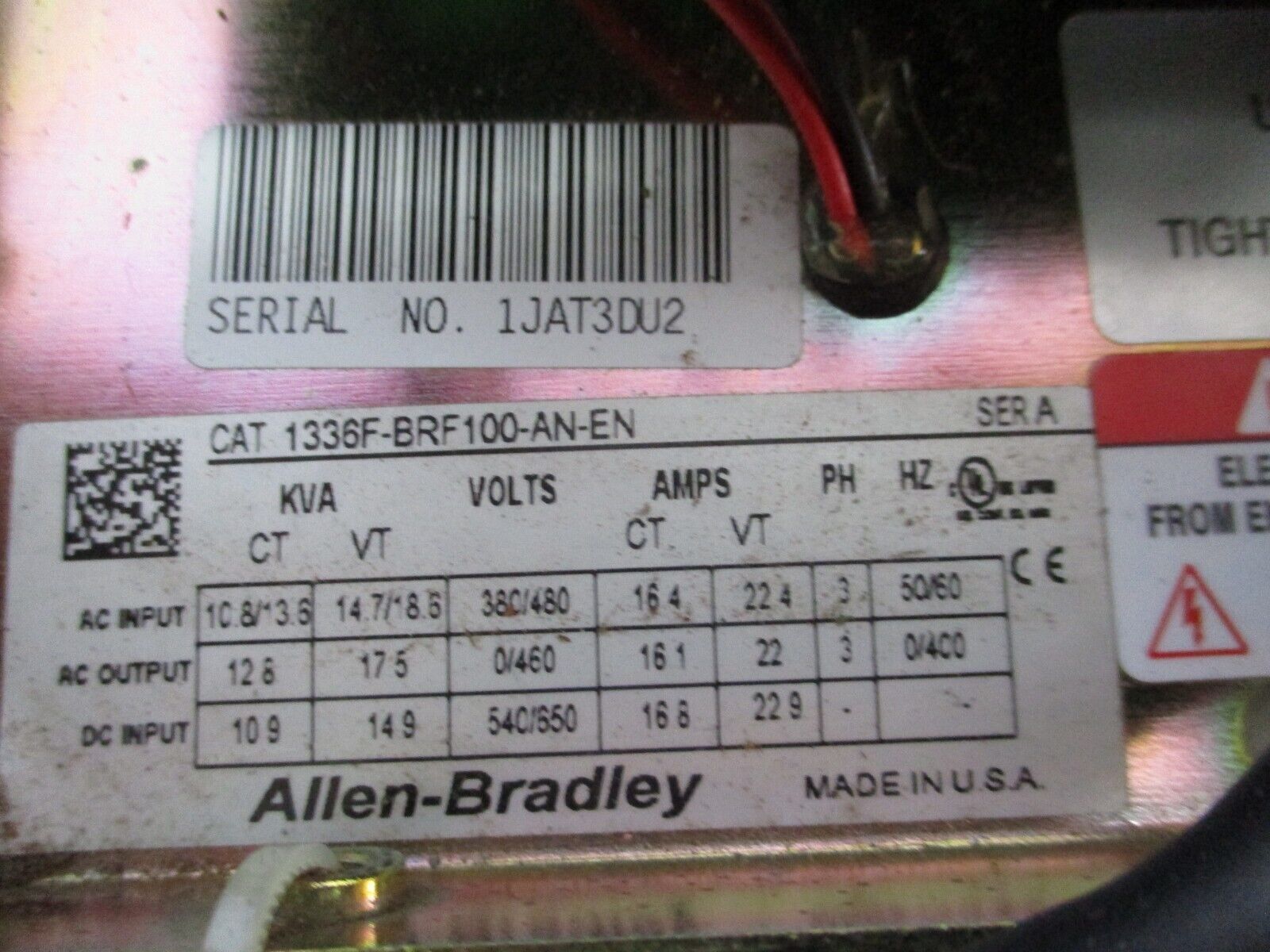 Allen-Bradley 1336 Plus II AC Drive 1336F-BRF100-AN-EN 10HP 3Ph *No Cover* Used