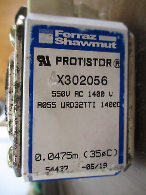 Ferraz Shawmut Protistor Fuse X302056 550V / 1400V 400A Used