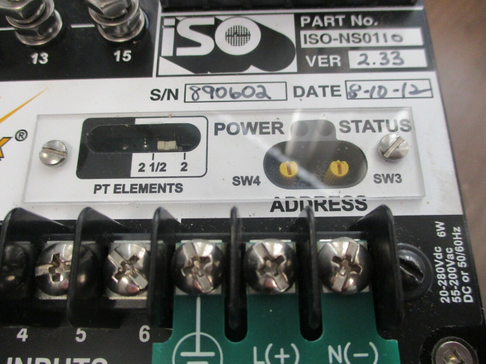 ISO Power Lynx Transducer ISO-NS0110 Ver. 2.33 20-280VDC 55-200VAC 50/60Hz 3Ph