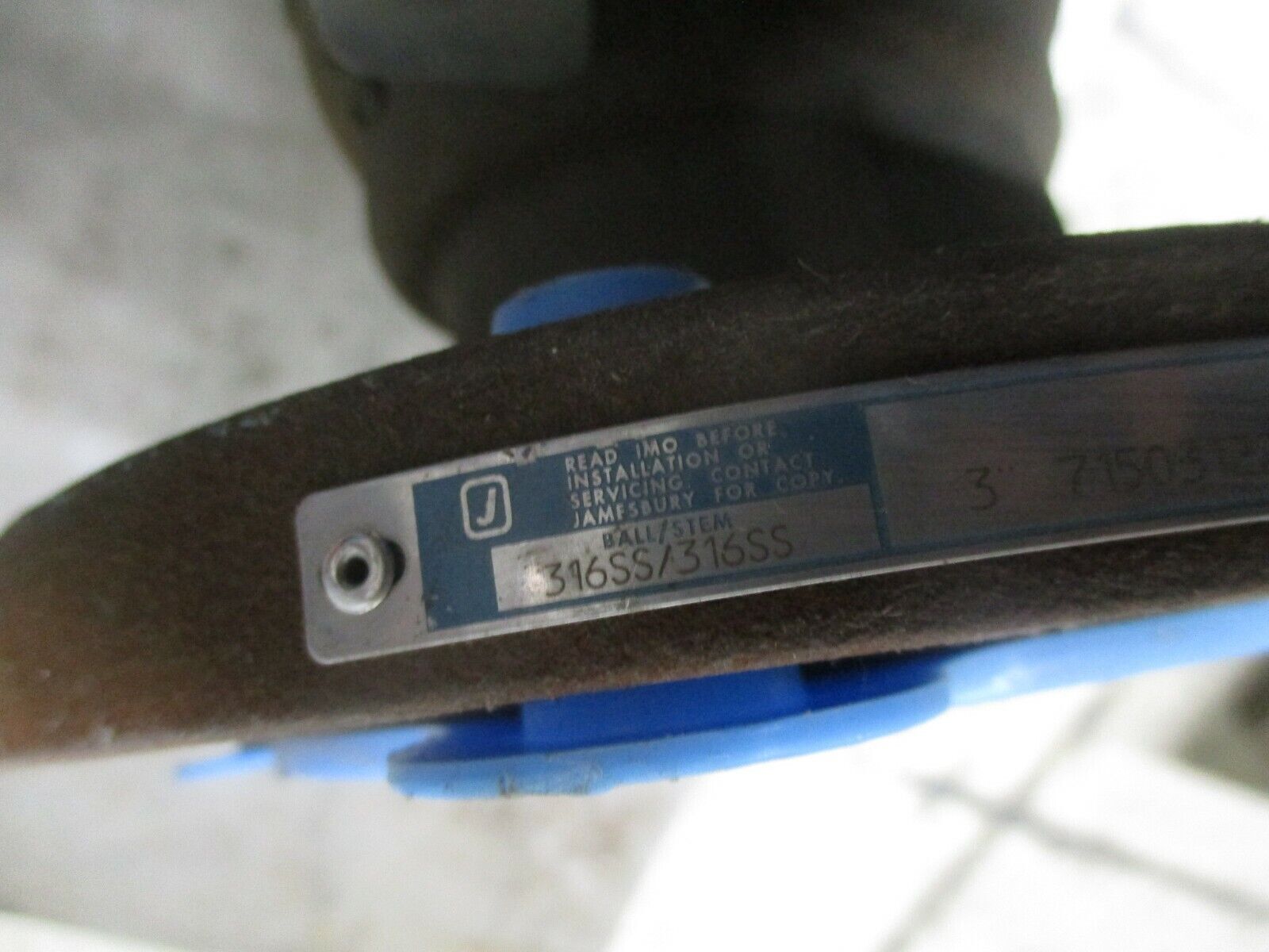 Jamesbury Ball Valve 7150312236XTZ1 3" 285PSIG Ball/Stem: 316SS Used