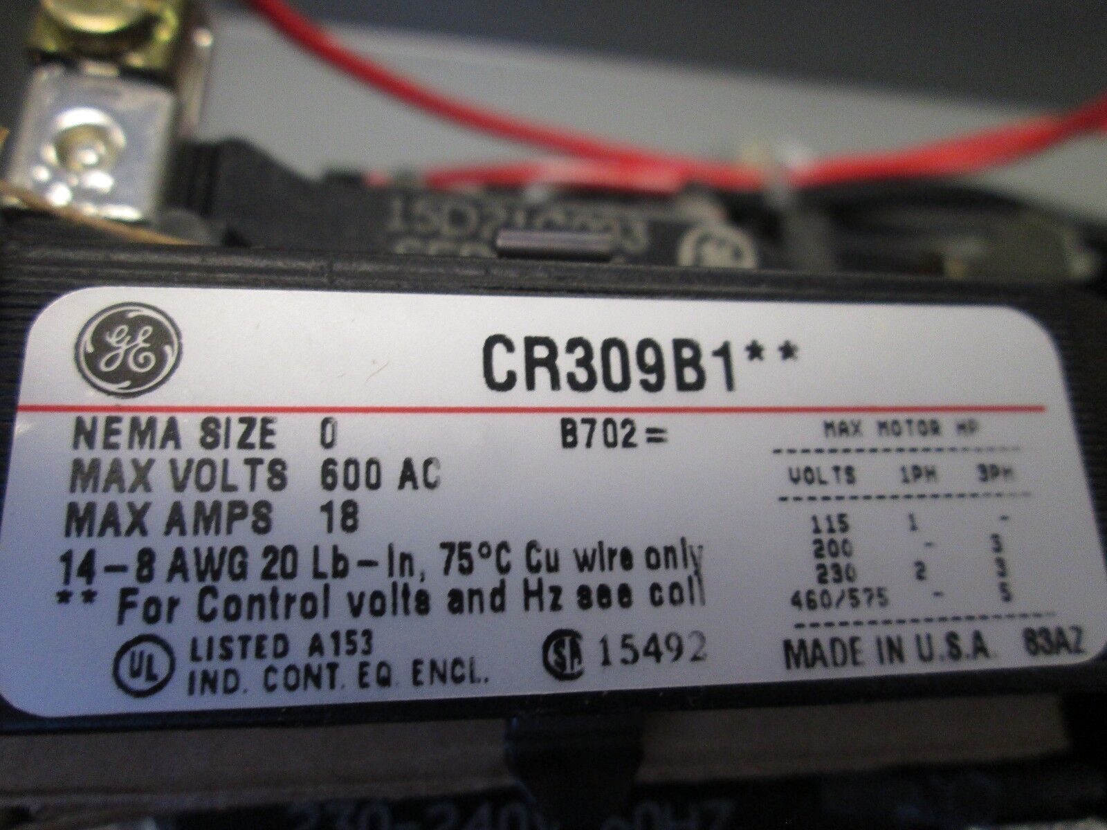 GE Enclosed Reversing Starter CR309B103 Size 0 230-240V Coil 3P Nema 1 New