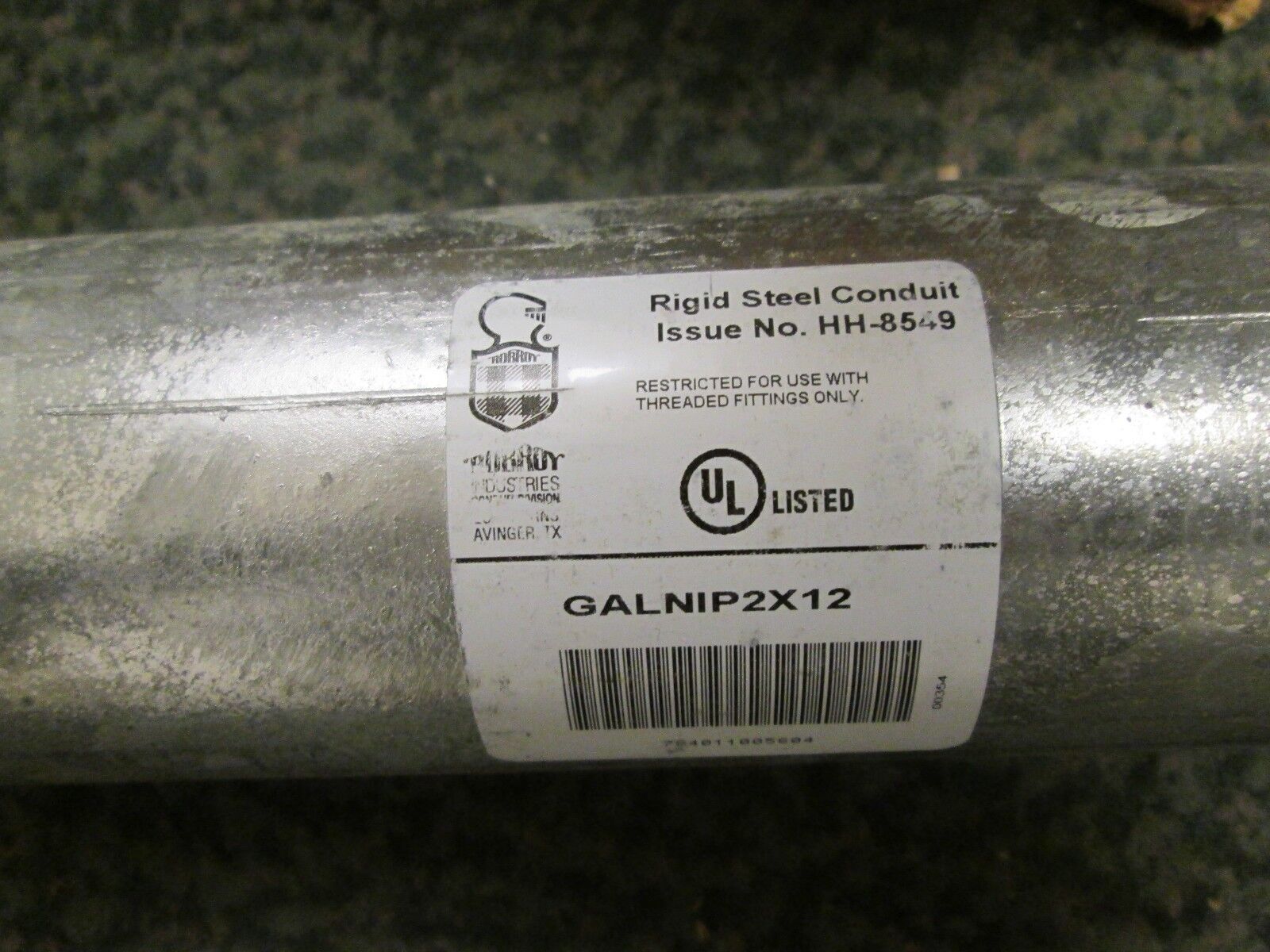 Robroy Steel Conduit Nipple GALNIP2X12 box of 7 Size 2" x 12" New surplus