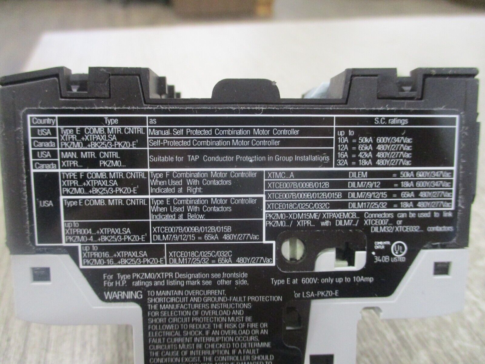 Eaton PKZM0-1 Manual Starter XTPR001BC1NL Trip: 0.63-1.0A New Surplus