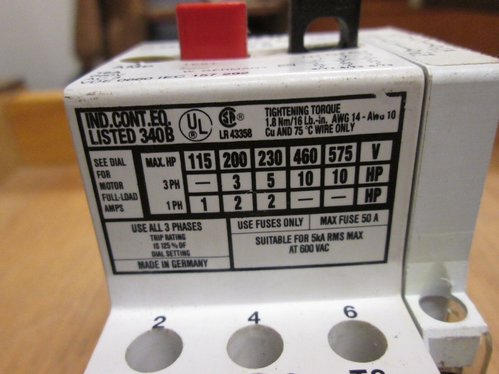 Square D Manual Motor Starter 2520 MP10.0 Range 10-16A Used