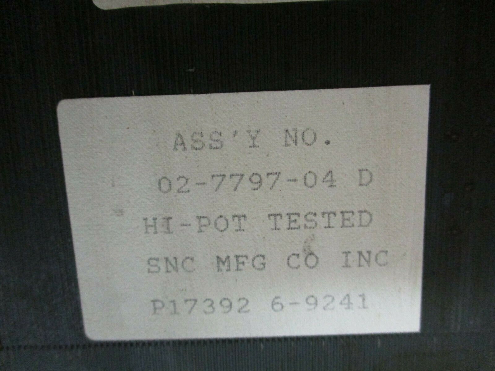 SNC Transformer 02-7797-04 D Hi-Pot Tested Used