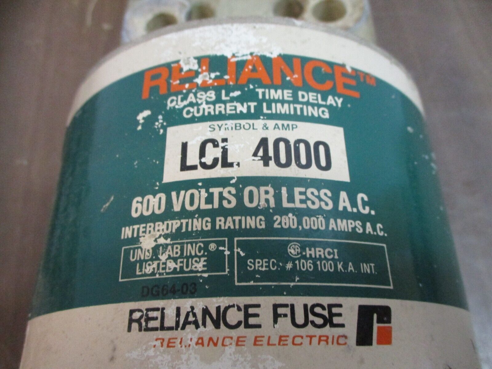 Reliance Fuse LCL 4000 400A 600V Used