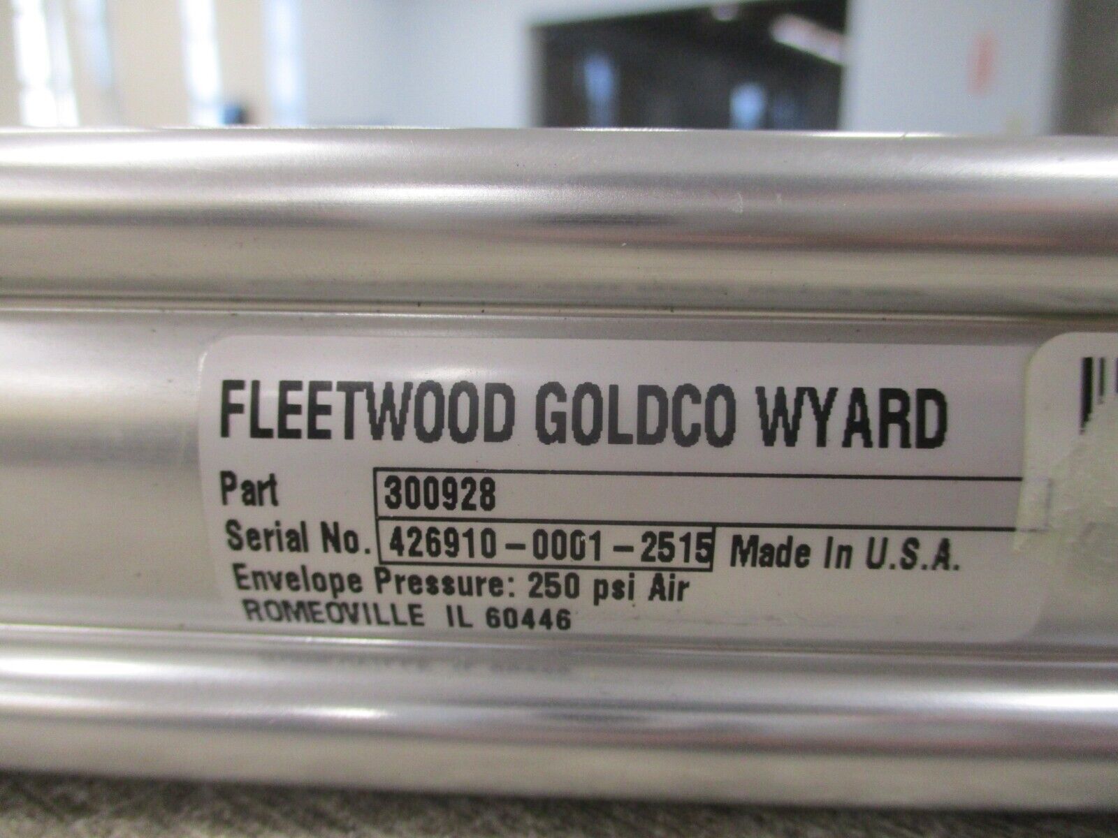 Fleetwood Goldco Wyard Pneumatic Air Cylinder 300928 250PSI *No Box* New Surplus