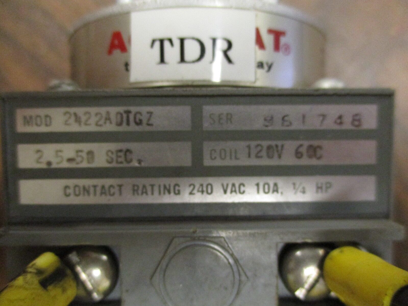 Agastat Timer 2422ADTGZ Range:2.5-50sec 120V Coil *Missing Terminal Screws* Used
