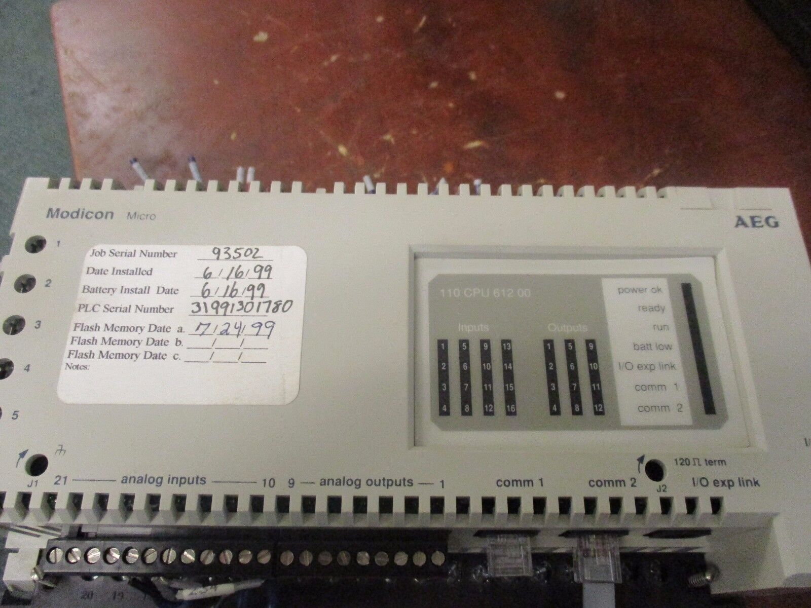 AEG/Schneider Automation Micro GPU DC PS ANIO DC In REL 110 CPU 612 00 Used