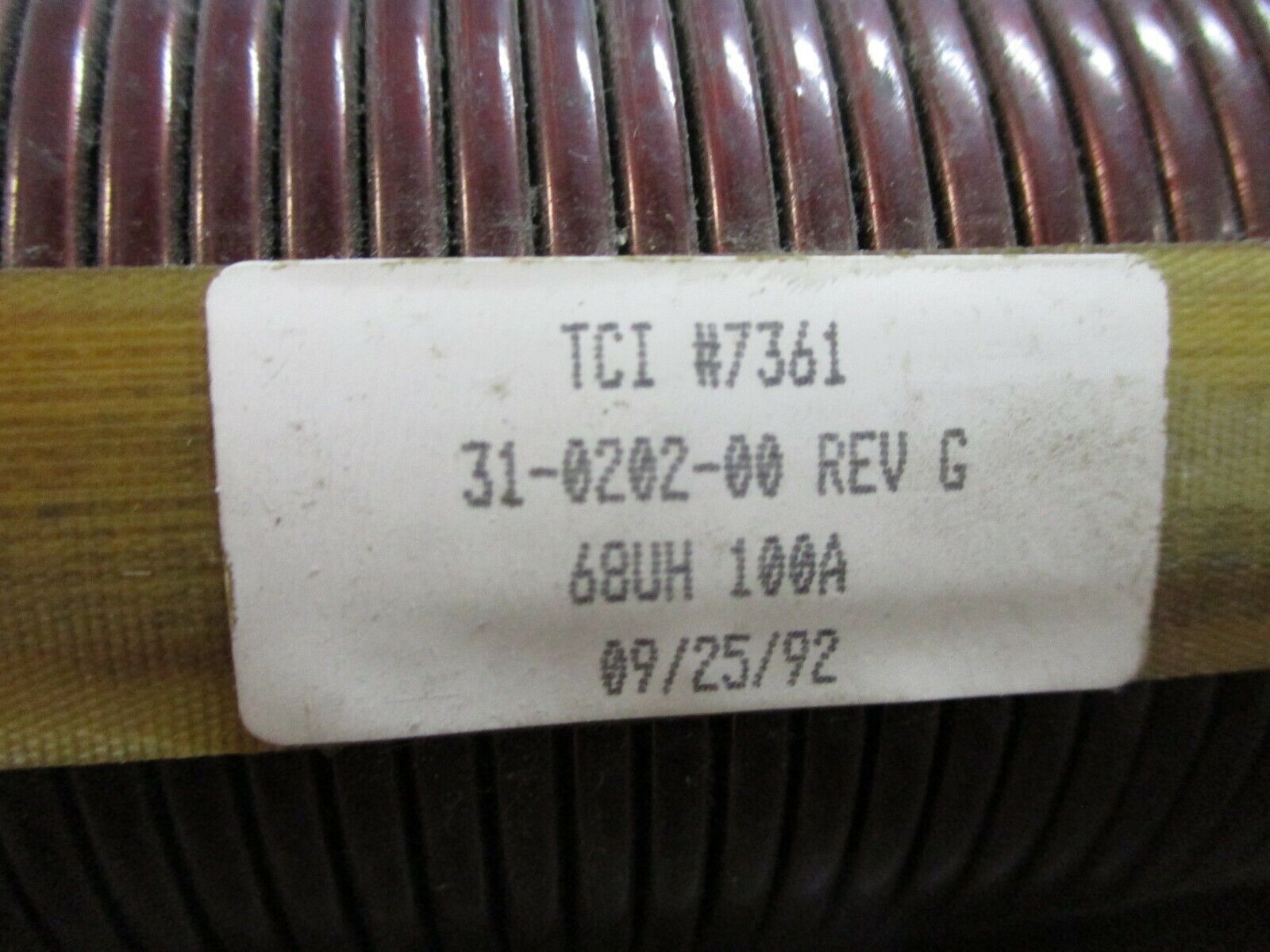 TCI 7361 Insulation System HR Coil 31-0202-00 Rev. G 68uH 100A Used
