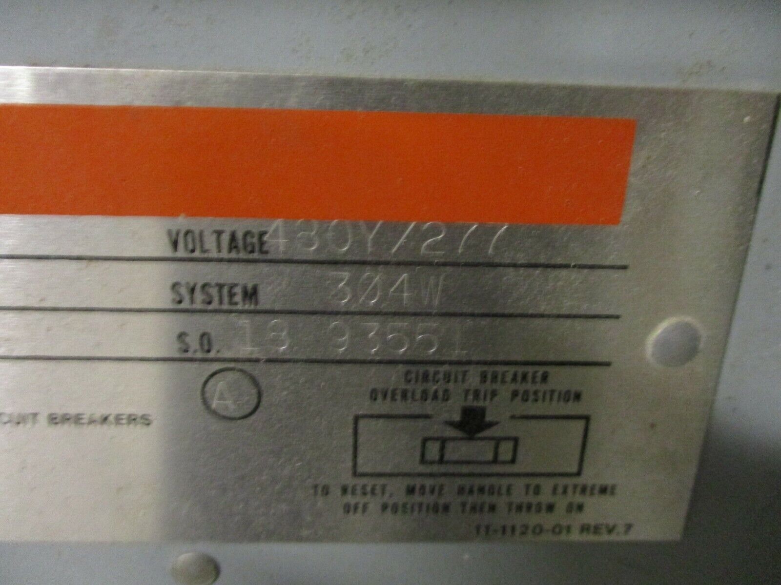 ITE Main Lug Breaker Panel CDP 225A Max 480Y/277 3Ph 4W Used