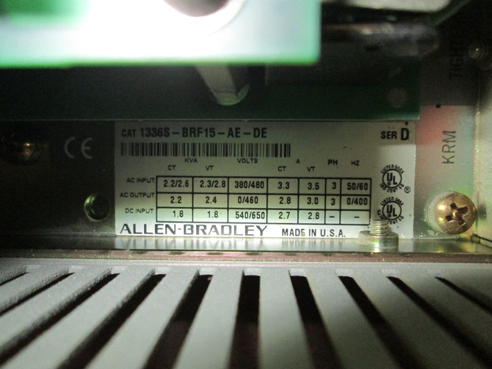 Allen-Bradley 1336 Plus AC Drive w/ L6 Board 1336S-BRF15-AE-DE 1.5HP Used