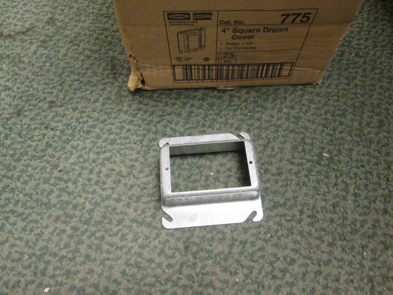 Raco 4" Square Drawn Cover 775 Raised 1-1/4" Single gang Box of 25 New surplus