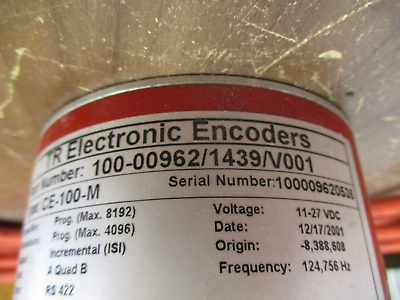 TR Electronic Type CE-100-M Encoder 100-00962/1439/V001 11-27VDC 124,756Hz Used