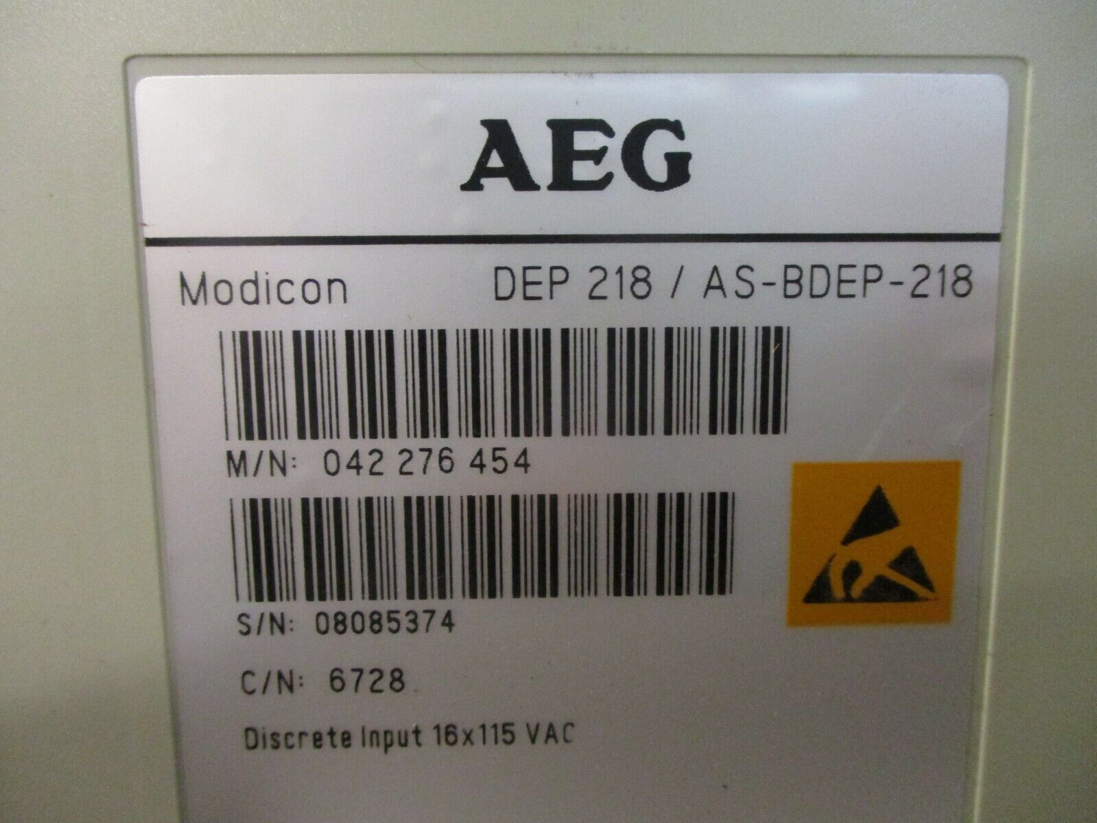 AEG Modicon Discrete Input Module DEP218/AS-BDEP-218 16X 115VAC Used