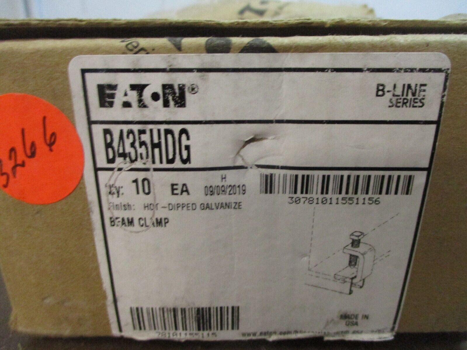 Eaton B-Line Beam Clamp B435HDG Galvanized 900LB *Box of 10* New Surplus