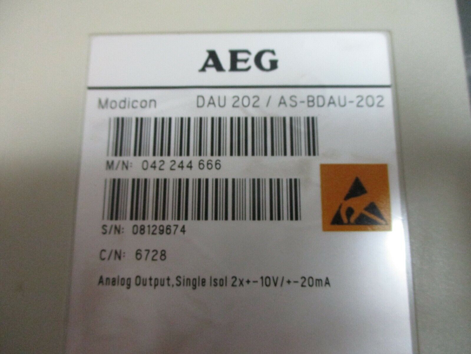 AEG Modicon Analog Output Module DAU 202 / AS-BDAU-202 Single Isolated 2X 10V