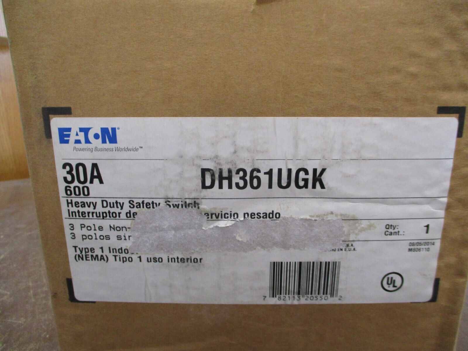 Cutler-Hammer Non-Fusible Safety Switch DH361UGK 30A 600V 3P Type 1 New Surplus