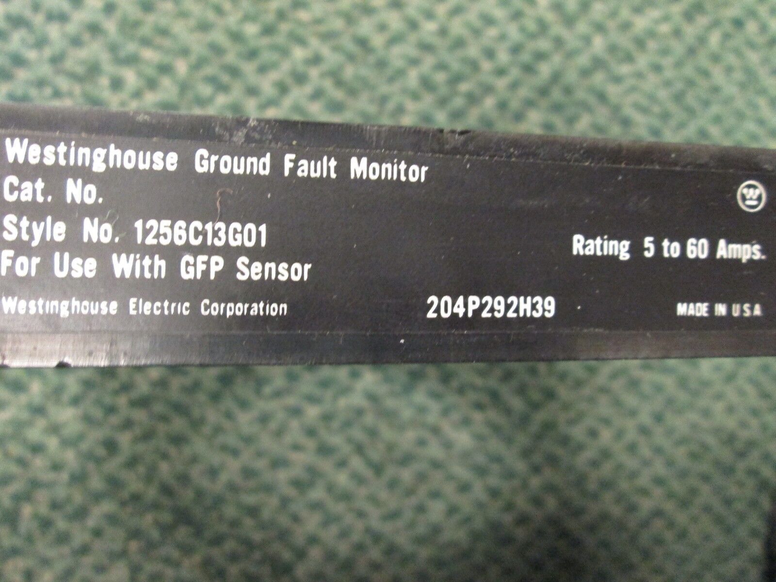 Westinghouse Ground Fault Monitor 1256C13601 5-60A