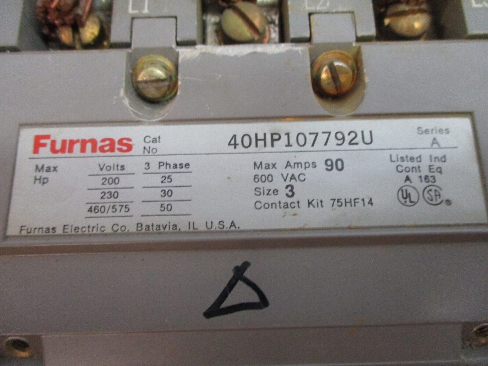 Furnas Starter 40HP107792U/48IC31AA3 110-120/220-240V Coil Size 3 90A 600V Used