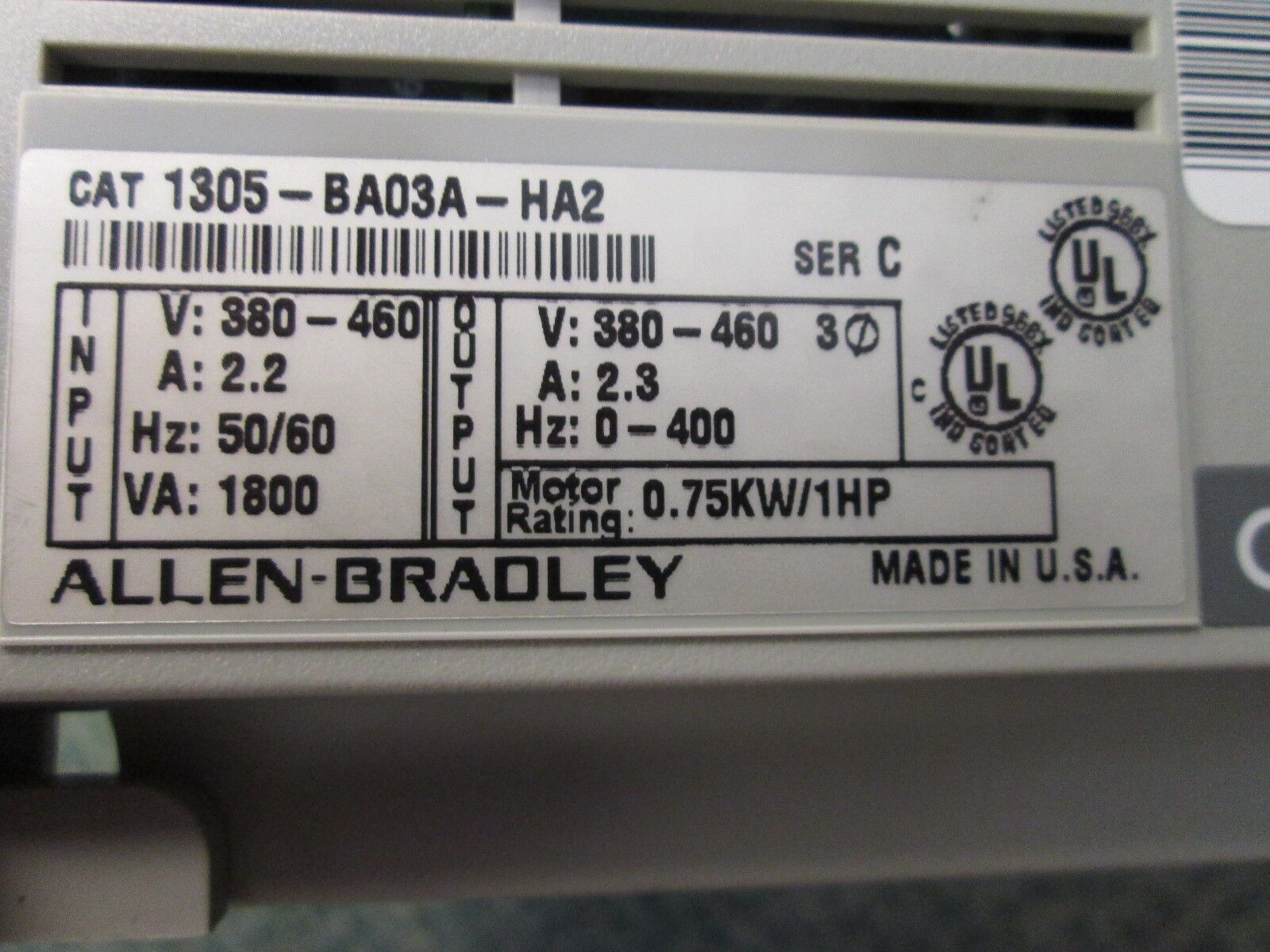 Allen-Bradley 1305 AC Drive 1305-BA03A-HA2 1HP Used