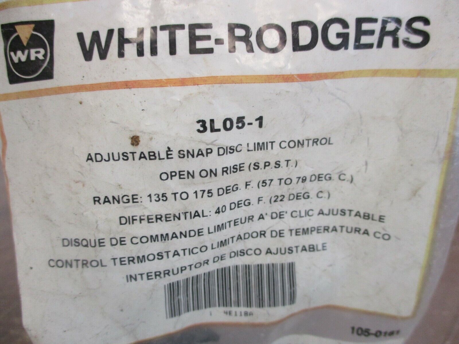 White-Rodgers Adjustable Snap Disc Limit Control 3L05-1 New Surplus