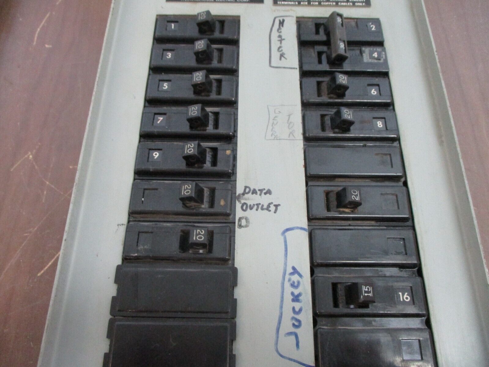 Westinghouse Type NQP Panelboard Interior MP-10045 100A 120/208V 3Ph 4W Used