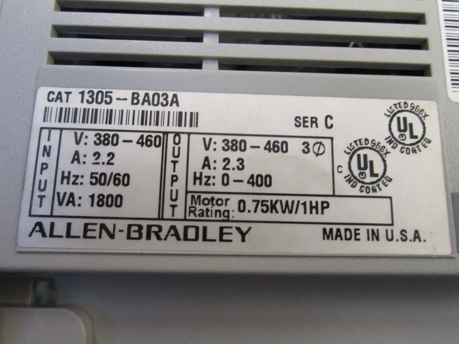 Allen-Bradley 1305 AC Drive 1305-BA03A 1HP Used