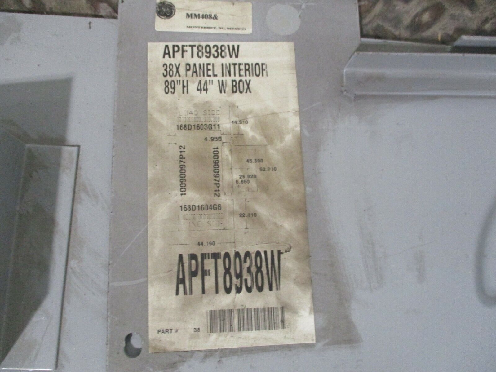 GE Panelboard Trim Kit APFT8938W 89x44" Used