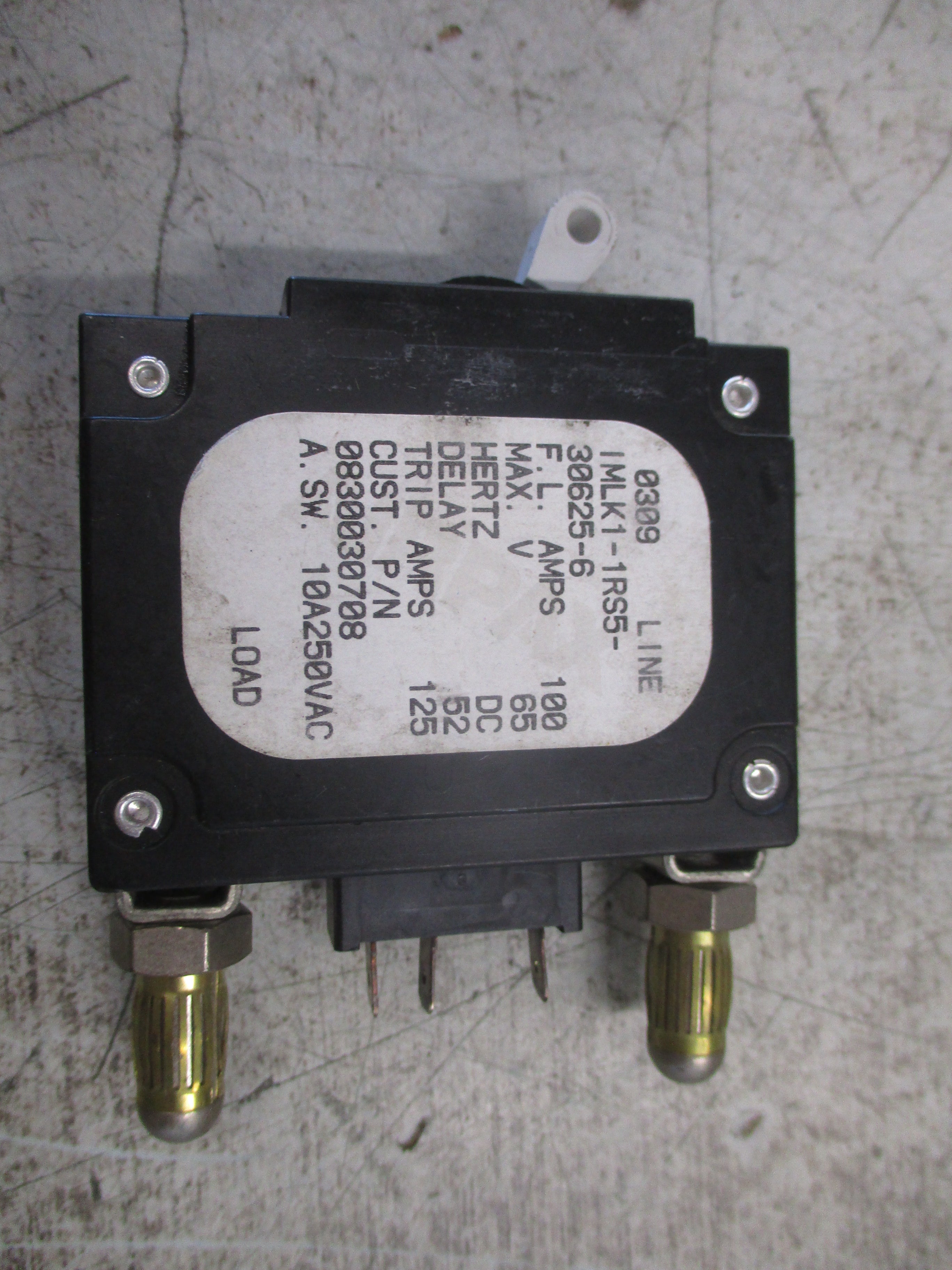 Airpax DC Circuit Breaker IMLK1-1RS5-30625-6 100A 65VDC 1P Used