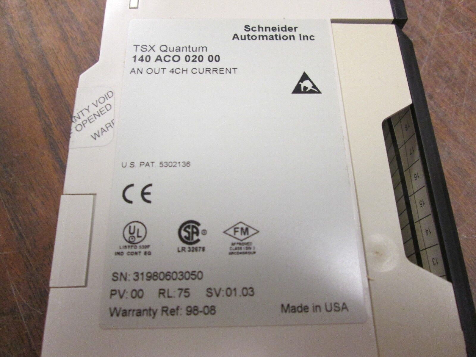 Schneider Automation TSX Quantum Analog Output Module 140 ACO 020 00 4-Ch Used