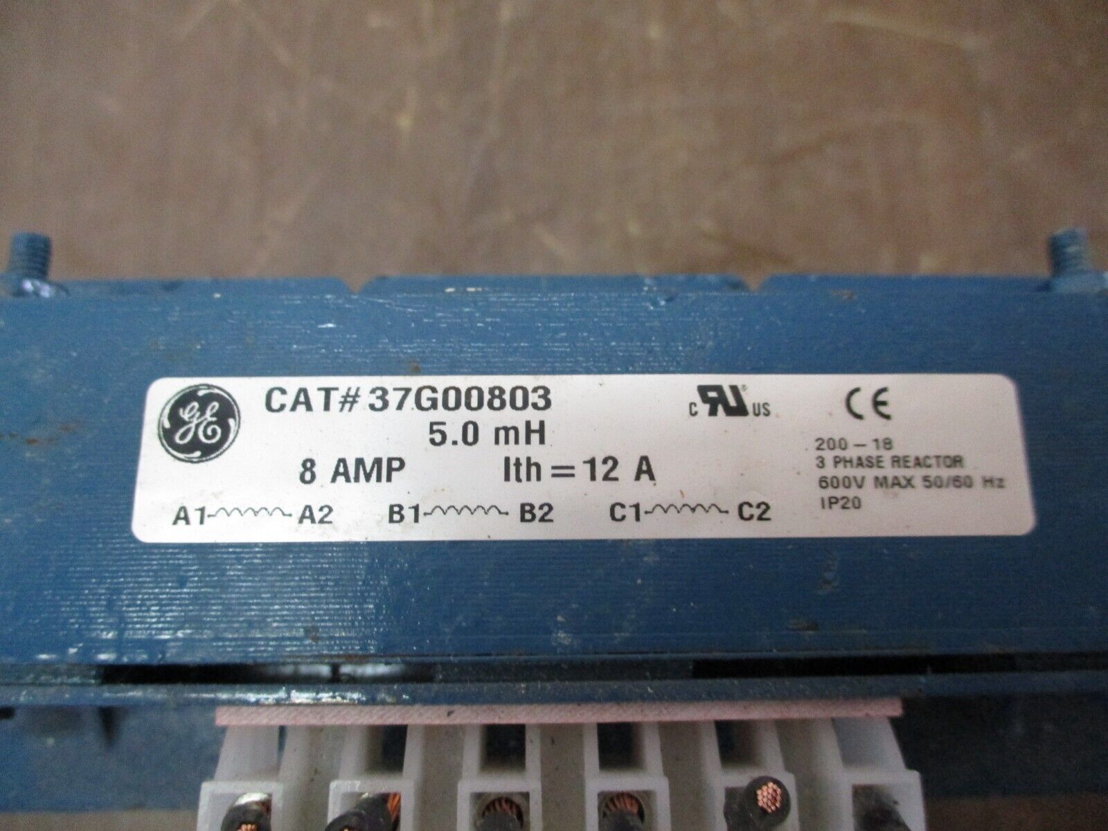 GE Line Reactor 37G00803 5.0mH 8A 3Ph 600V 50/60Hz Used