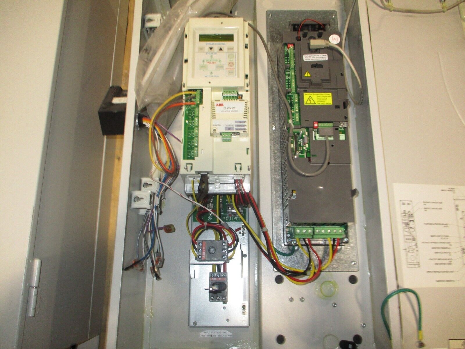 ABB ACH550 AC Drive w/ Bypass ACH550-BDR-015A-4+B055+F267+K452 10HP 3Ph Used