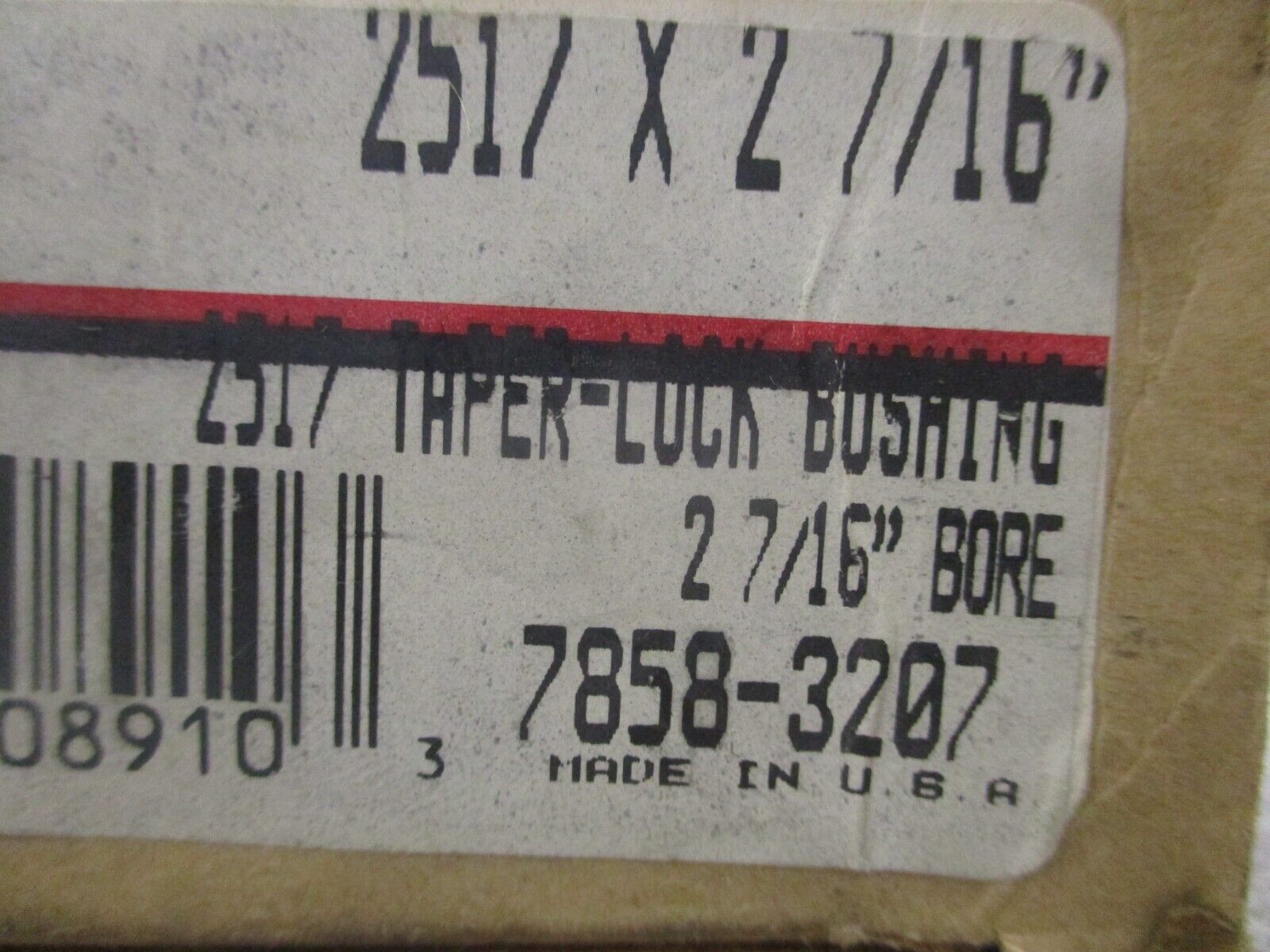 Gates Taper-Lock Bushing 7858-3207 2517 x 2 7/16" New Surplus