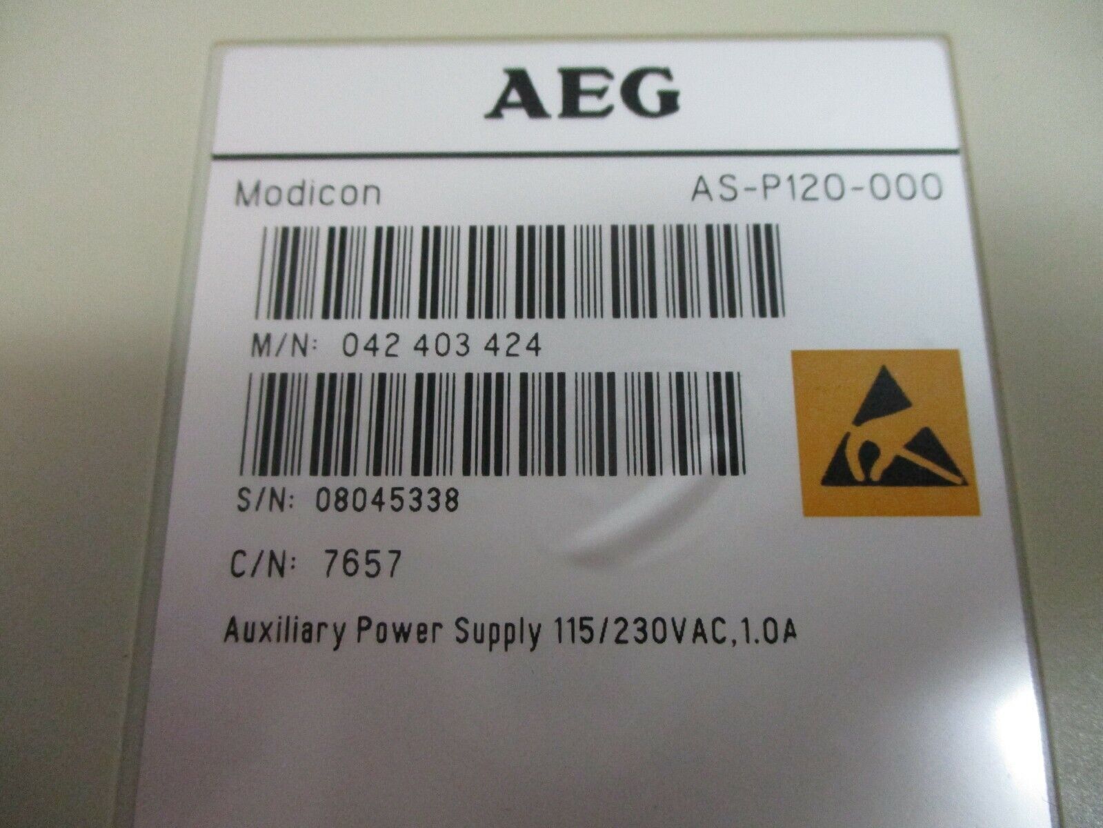 AEG Modicon Auxiliary Power Supply AS-P120-000 115/230V 1A Used