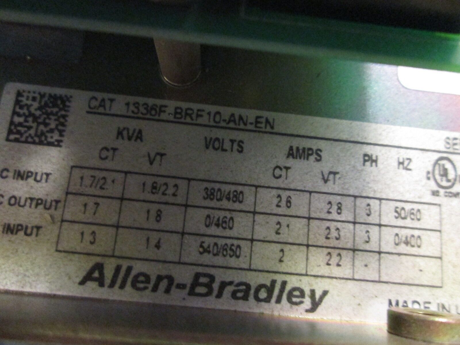 Allen-Bradley 1336 Plus II AC Drive 1336F-BRF10-AN-EN 1HP Used
