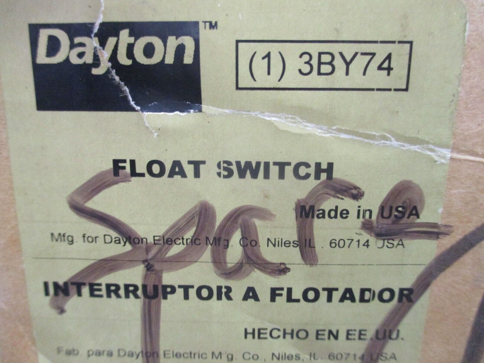 Dayton Float Switch 3BY74 115V New Surplus