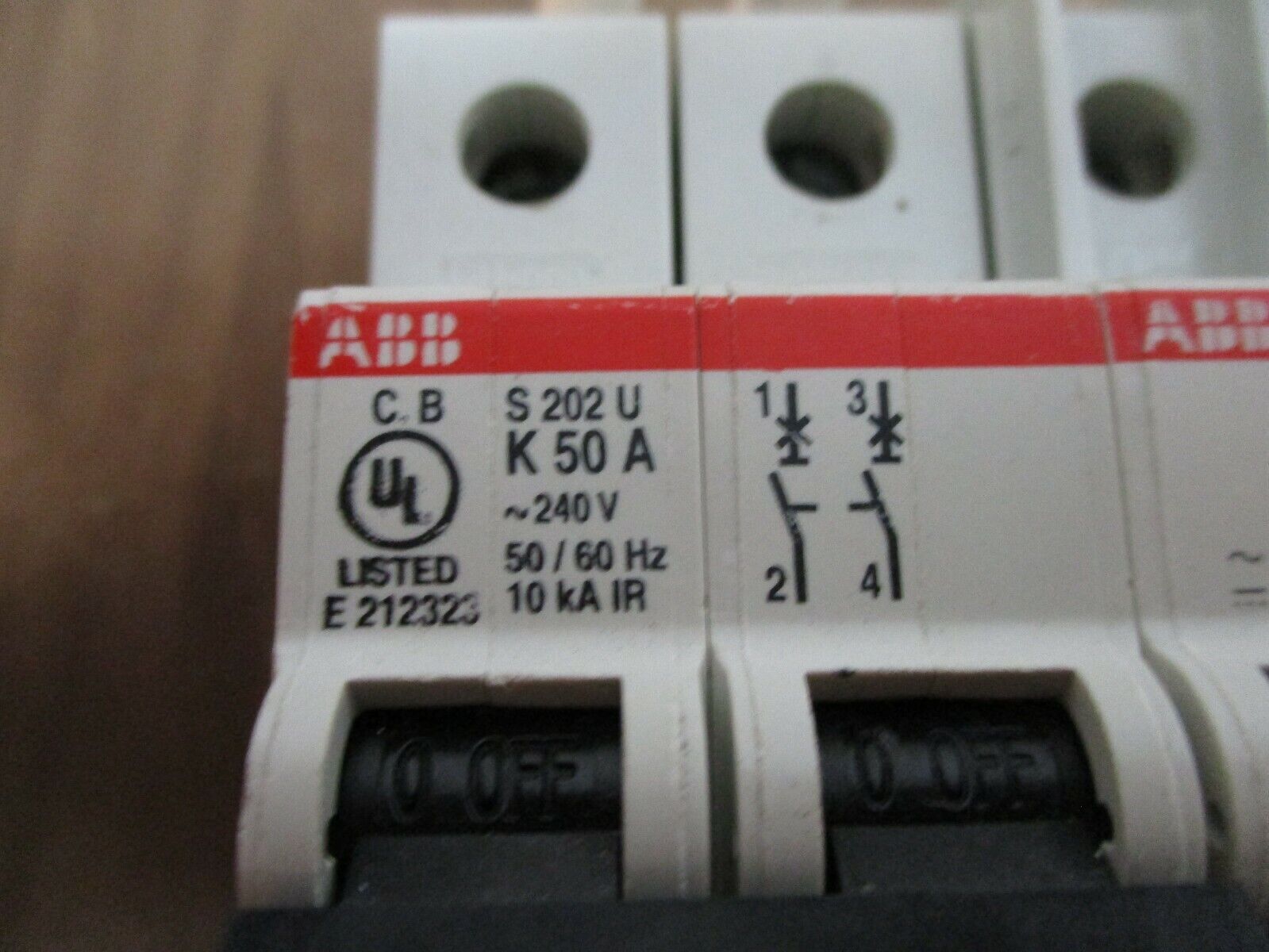 ABB Circuit Breaker w/ Adder Pole S 202 U K 50 A 50A 240V 3P Used