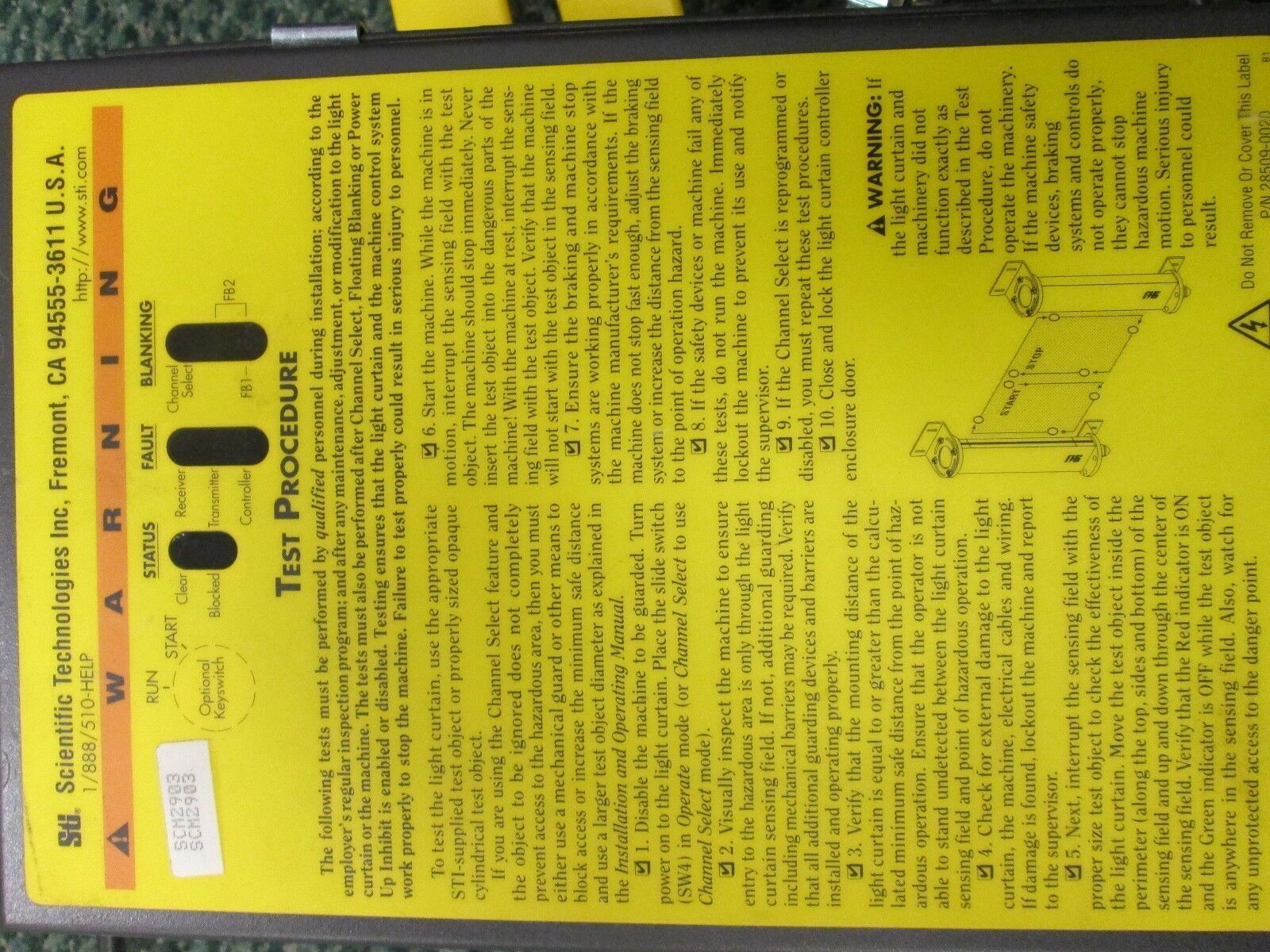 STI Light curtain with controller 70027-1000 with 2 MiniSafe MS4300 42672-0240