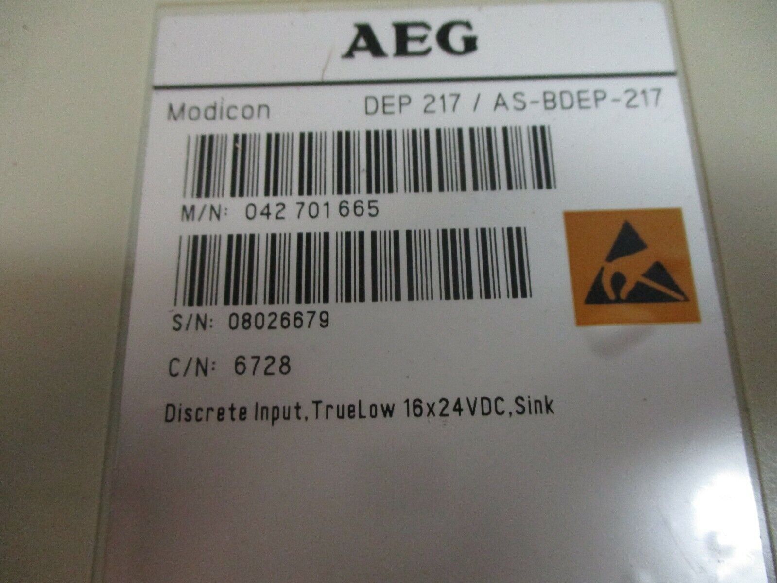 AEG Modicon Discrete Input Module DEP 217 / AS-BDEP-217 TrueLow 16X 24VDC Used
