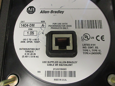 Allen-Bradley Powermonitor 3000 1404-DM Ser A FRN 1.05 Used **Scratched Front**