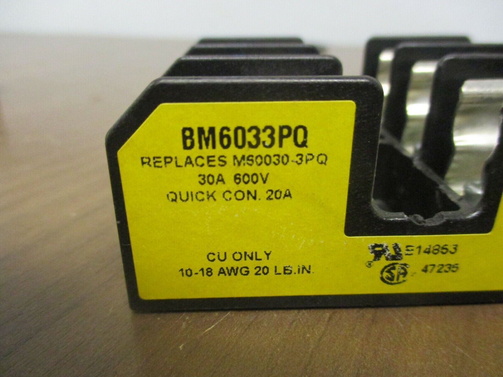 Buss Fuse Holder BM6033PQ 30A 600V 3P *Lot of 3* Used