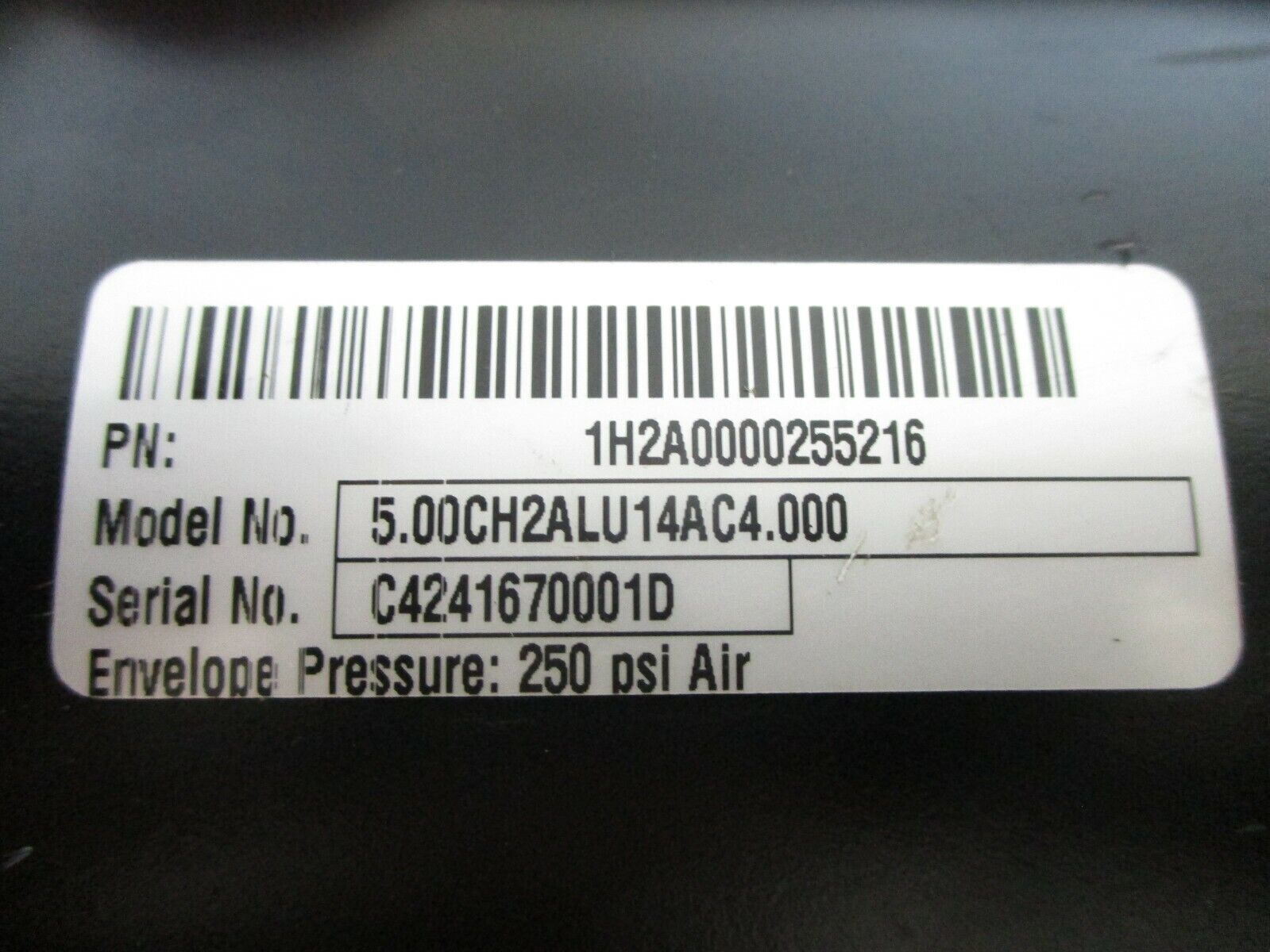 Parker Air Cylinder 5.00CH2ALU14AC4.000 250PSI Used